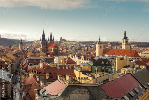 Prague old town bird-eye view