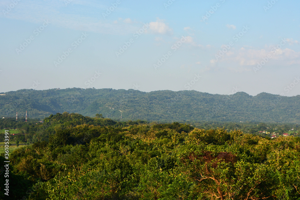 Naklejka premium mountain landscape with clouds