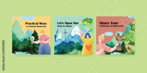 World Environment Day.Save Earth Planet World Concept for advertising template watercolor vector