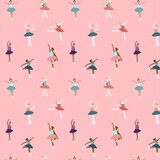 seamless pattern with ballerinas dancing