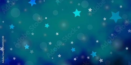 Dark BLUE vector background with circles, stars. Abstract design in gradient style with bubbles, stars. Pattern for trendy fabric, wallpapers.