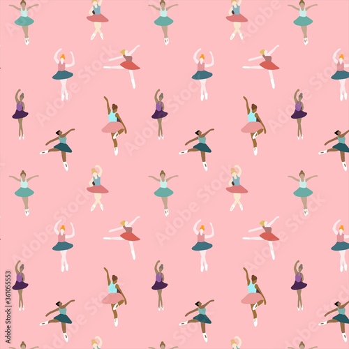 seamless pattern with ballerinas dancing