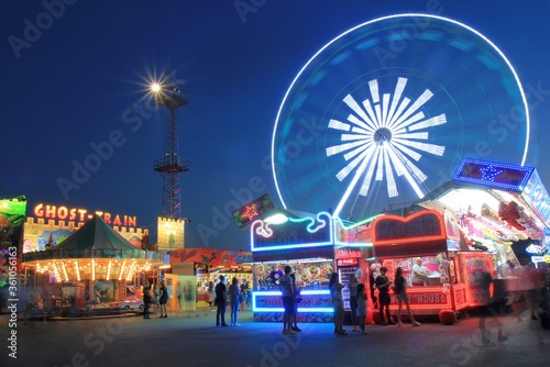 Amusement Park in the port of Varna (Bulgaria) in the evening. The walk is 28 June 2020. © dinar12
