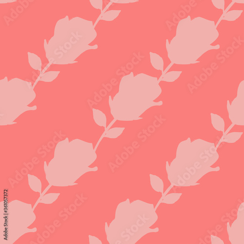 Seamless pattern with decorative roses. Silhouette. Victorian. Illustration for web design or print.