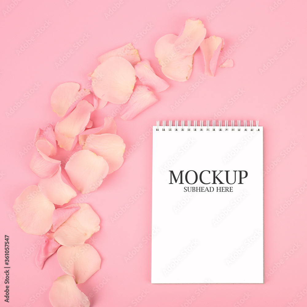 mockup of pink petals on a pink background