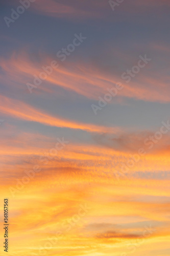 Fototapeta Naklejka Na Ścianę i Meble -  Dramatic sunrise sky shades of the orange, natural background.