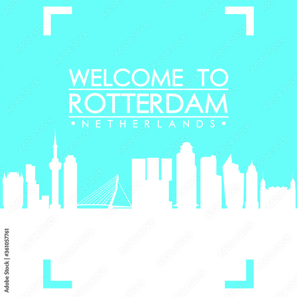 Fototapeta premium Welcome to Rotterdam Skyline City Flyer Design Vector art.