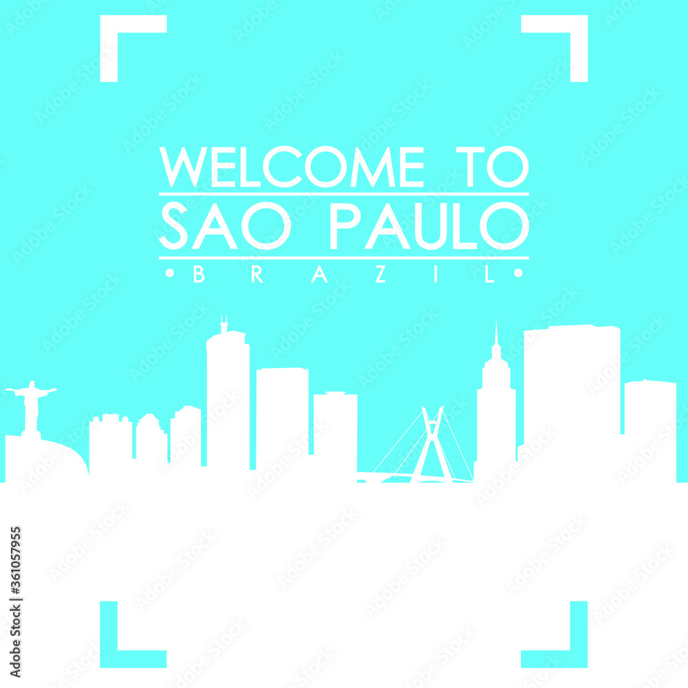 Welcome to Sao Paulo Brazil Skyline City Flyer Design Vector art.