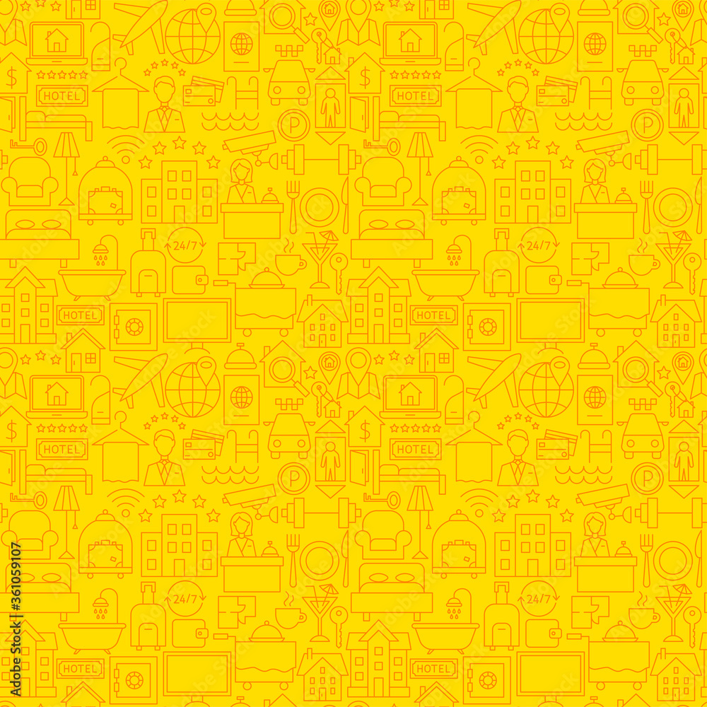 Obraz premium Hotel Line Seamless Pattern