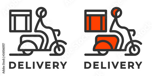 Courier on a moped, express delivery vector icon