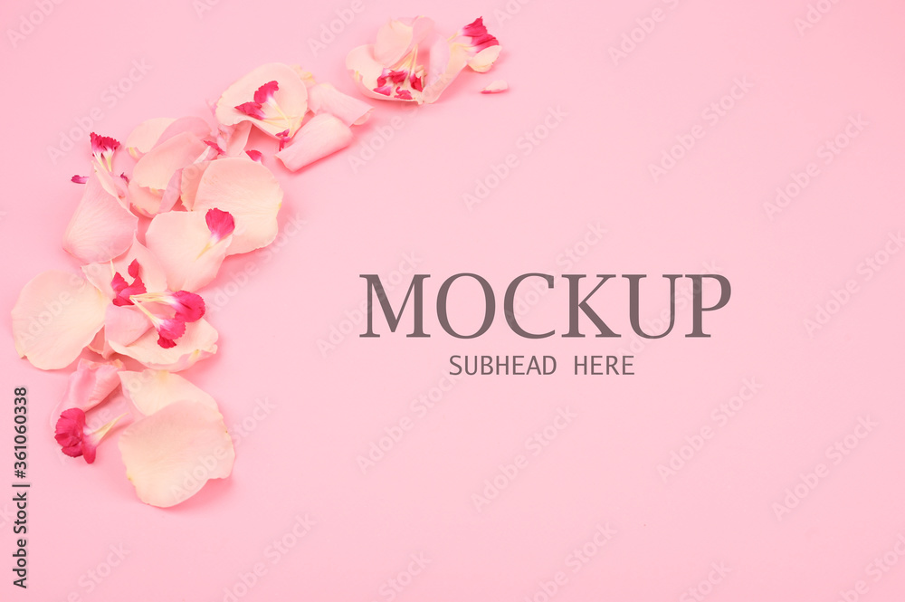 mockup of pink petals on a pink background