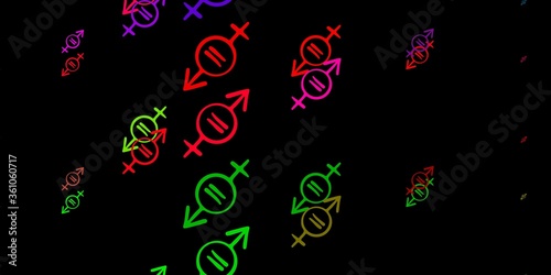 Dark Pink, Green vector texture with women's rights symbols.