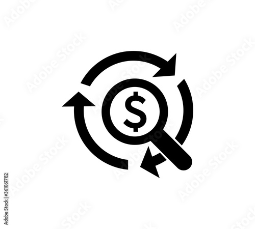 Money tracking icon on white background.