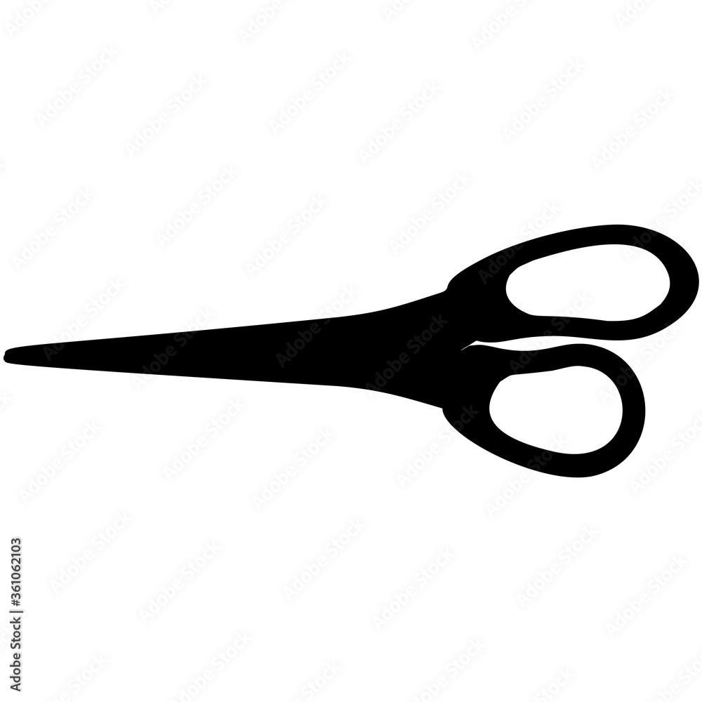 Scissors vector illustration. Cut concept with open scissors. Utensil or hairdresser logo symbol Scissors vector illustration. Cut concept with open scissors. Utensil or hairdresser logo symbol