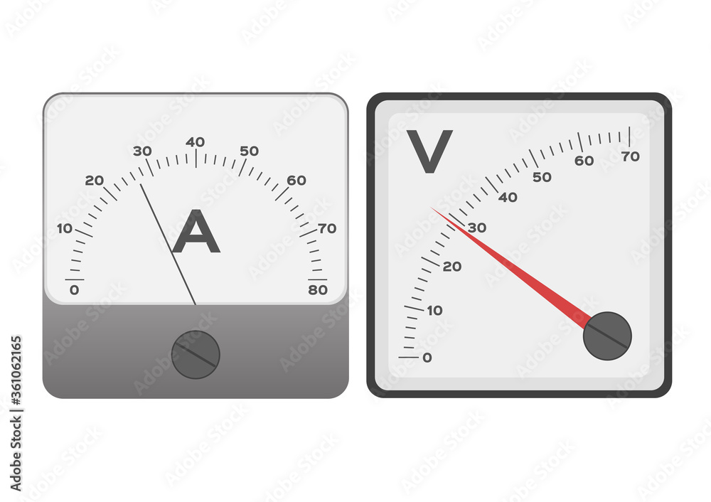 Ammeter / electrical circuit meter measuring vector on white Ammeter / electrical circuit meter measuring vector on white