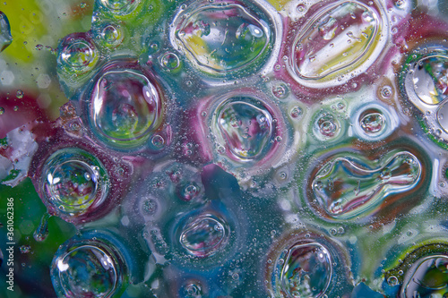 Bright color abstraction from water droplets