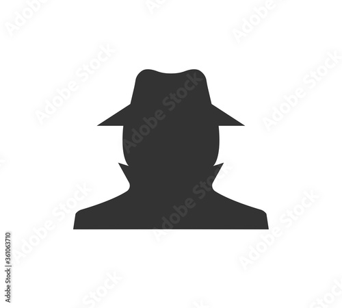 Private detective vector spy agency icon. Man in suit. Secret service agent icon
