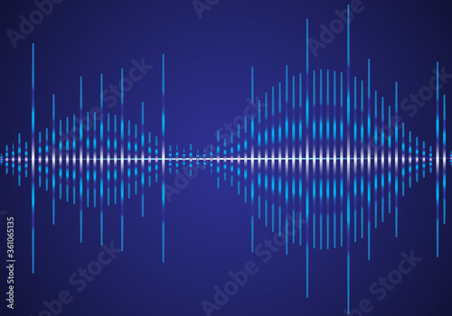 Sound wave vector isolated on blue background. Abstract sound waves for voice design, music background, wallpaper, radio logo and icon. Creative music concept, vector illustration