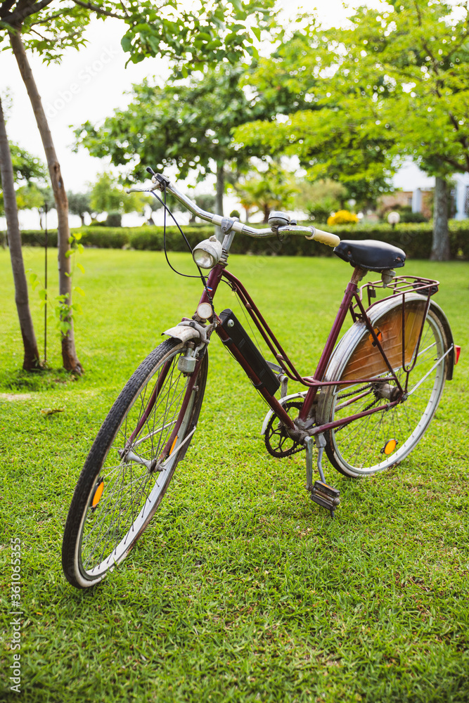 Vintage bicycle on a garden