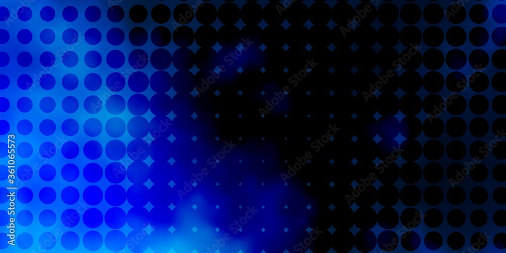 Dark BLUE vector layout with circle shapes. Colorful illustration with gradient dots in nature style. Pattern for booklets, leaflets.