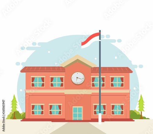 back to school,school building flat design