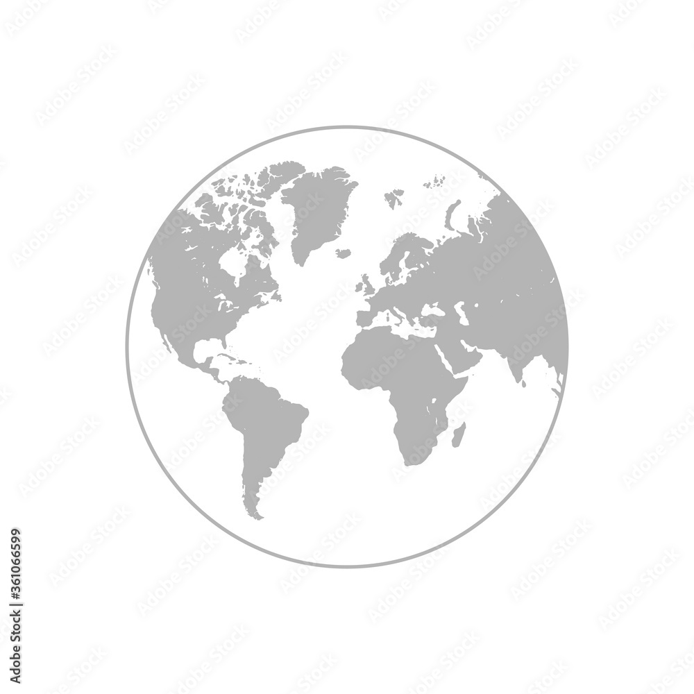 Earth globe map. Globe icon. World planet icon. Vector illustration