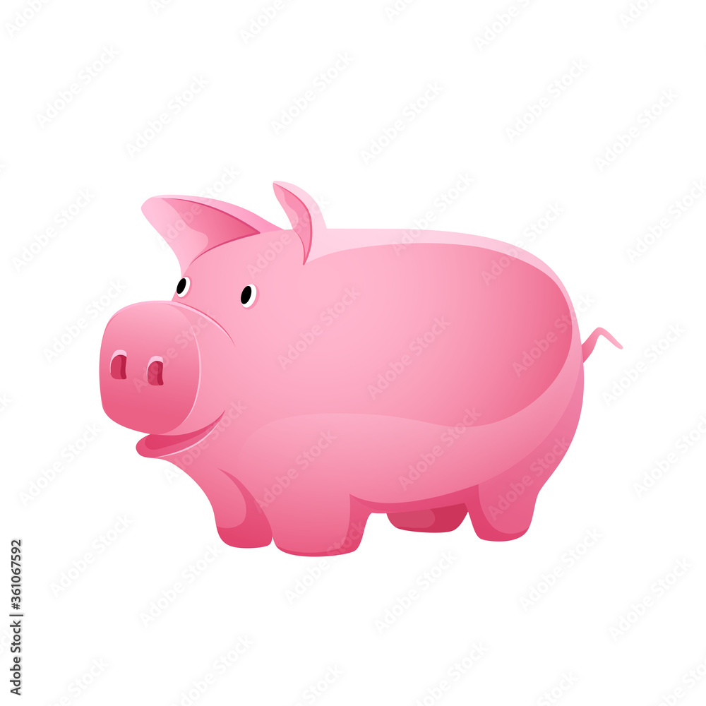 Pink piggy bank for coins on a white background, vector icon. Pink piggy bank for coins on a white background, vector icon.