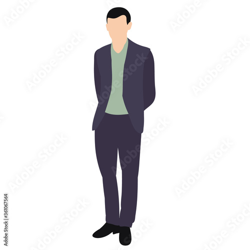 isolated, in flat style man, stands