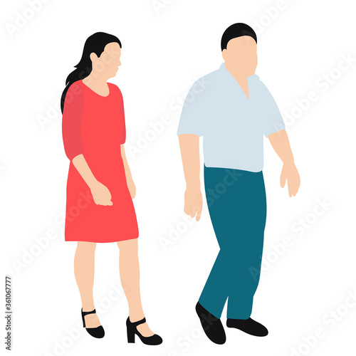 vector, isolated, in flat style people are walking, group of people