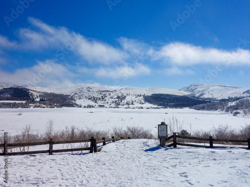 【冬イメージ】雪に覆われた湿原
