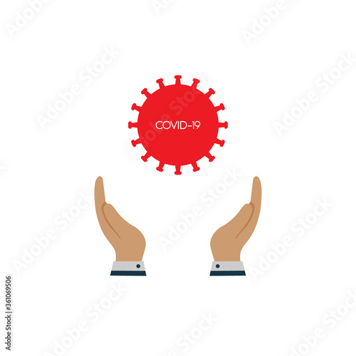 covid-19 in hand. coronavirus concept. vector symbol in flat style