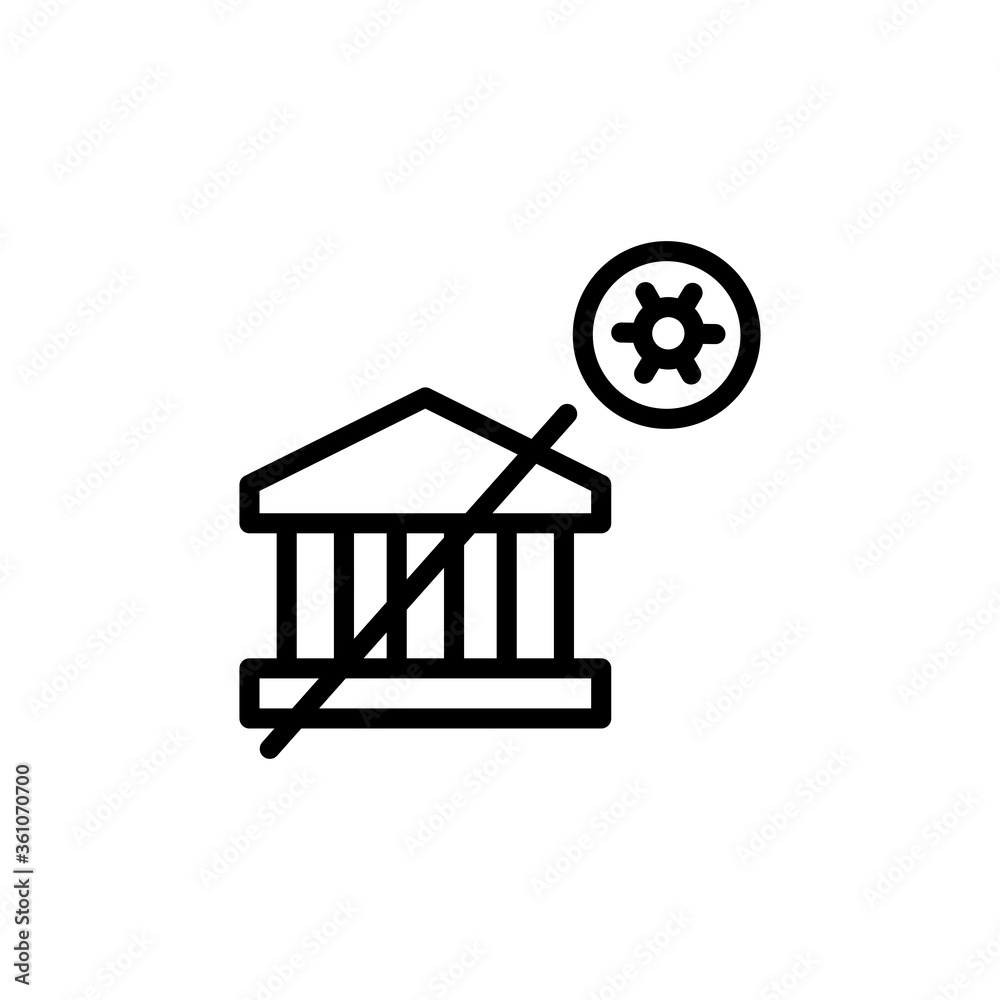 No bank, coronavirus icon. Simple line, outline vector elements of viral pandemic icons for ui and ux, website or mobile application No bank, coronavirus icon. Simple line, outline vector elements of viral pandemic icons for ui and ux, website or mobile application