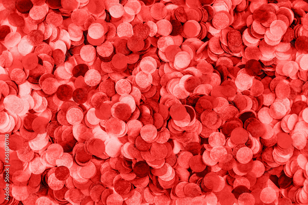 Festive red confetti background. Flat lay style. Festive red confetti background. Flat lay style.