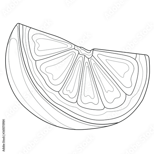 Orange slice.Sweets.Coloring book anti stress for children and adults. Illustration isolated on white background.Zen-tangle style.