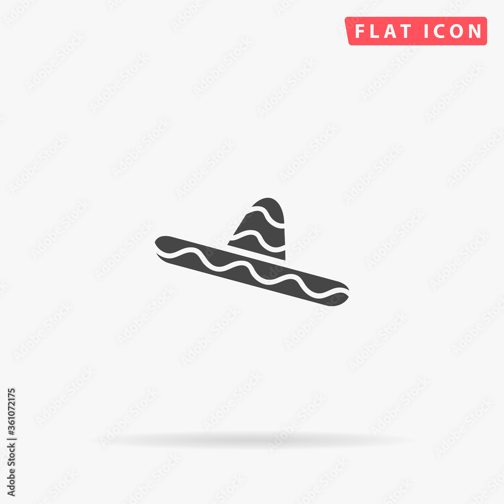 Big Mexican Hat, Sombrero flat vector icon Big Mexican Hat, Sombrero flat vector icon