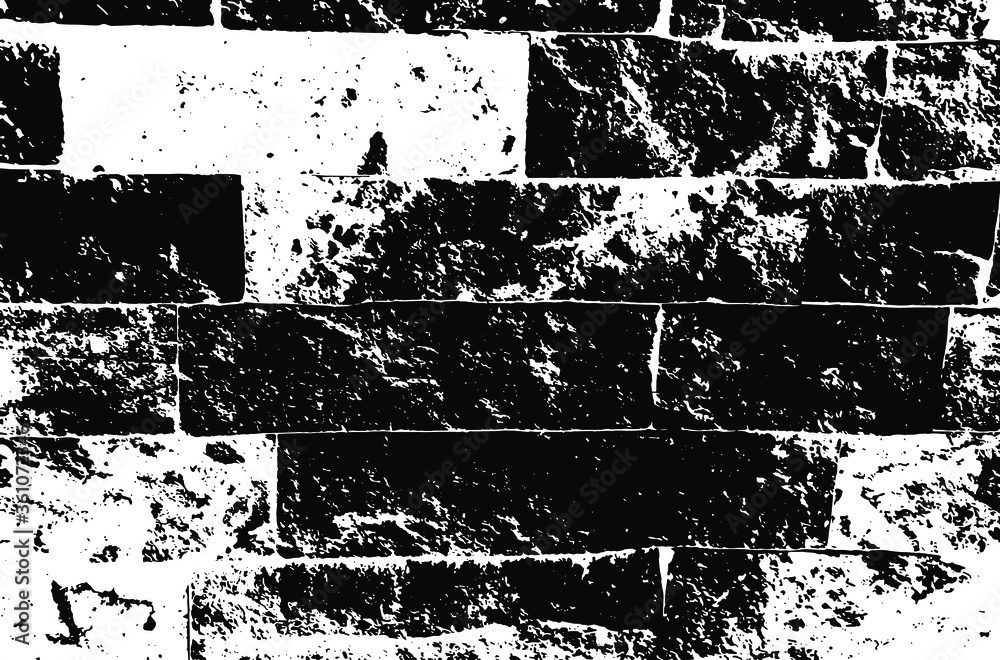 Bricks texture. Stone background.Grunge texture. Grunge black and white vector overlay. Grungy grainy surface.
