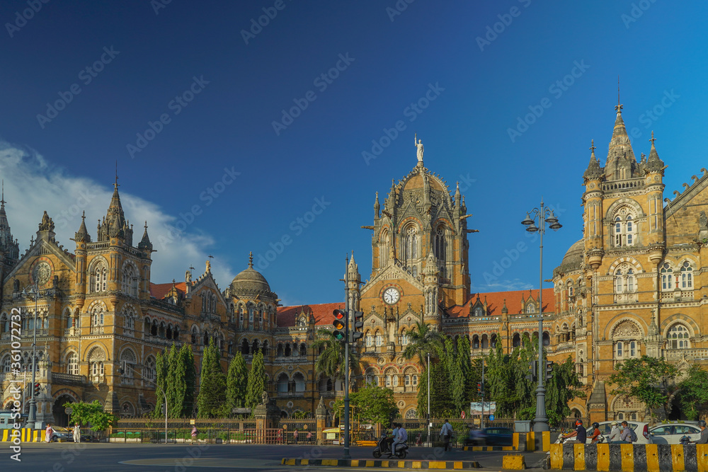 Chhatrapati Shivaji Terminus (CST) formerly Victoria Terminus, is a UNESCO World Heritage Site Mumbai, Maharashtra, India - 22 06 2020 
