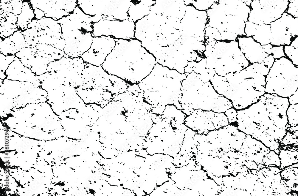 Fototapeta premium Dry soil texture. Cracks background. Grunge texture. Grunge black and white vector overlay. Grungy grainy surface.