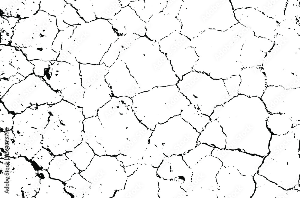 Dry soil texture. Cracks background. Grunge texture. Grunge black and white vector overlay. Grungy grainy surface. Dry soil texture. Cracks background. Grunge texture. Grunge black and white vector overlay. Grungy grainy surface.