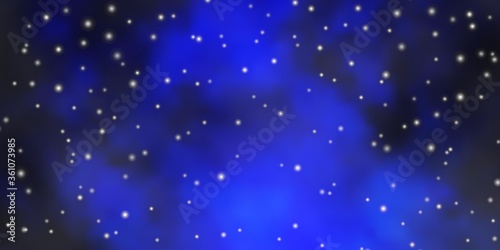 Dark BLUE vector template with neon stars. Shining colorful illustration with small and big stars. Theme for cell phones.