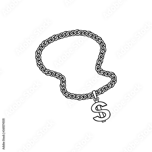 Vector sketch chain with dollar sign