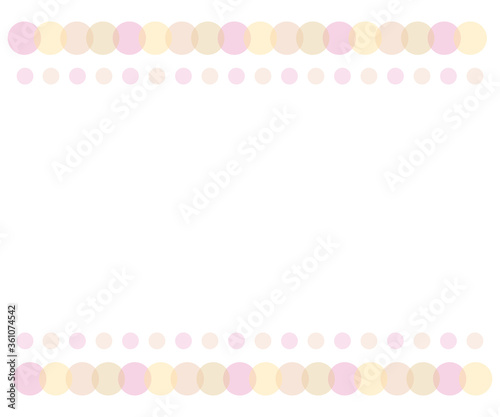 上下に丸のラインの入った背景／かわいい／シンプル