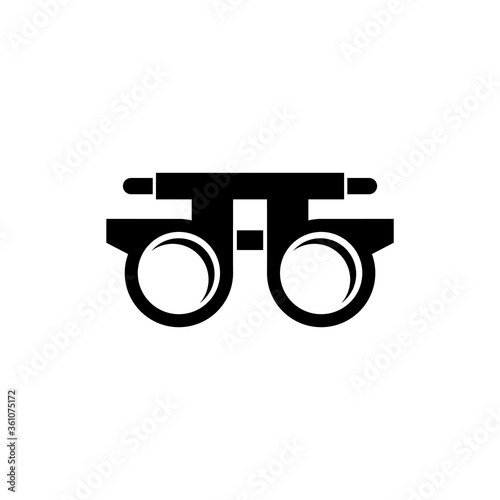 Eye Optometry Trial Lens, Correct Vision Test. Flat Vector Icon illustration. Simple black symbol on white background. Eye Trial Lens, Correct Vision sign design template for web and mobile UI element
