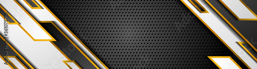 Luxury abstract tech geometric background with perforated texture. Vector design