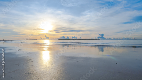 Beautiful sea and sky in the morning of the rainy season, seascape at daylight, Chao Samran Beach Phetchaburi  © worawit