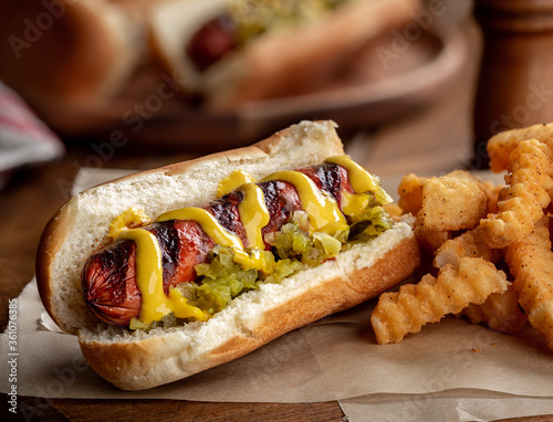 Foto Grilled Hot Dog on a Bun