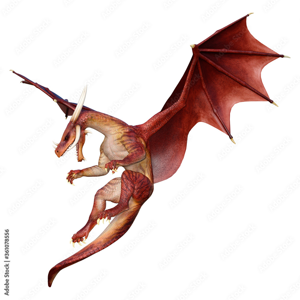 Fototapeta premium 3D Rendering Fairy Tale Dragon on White