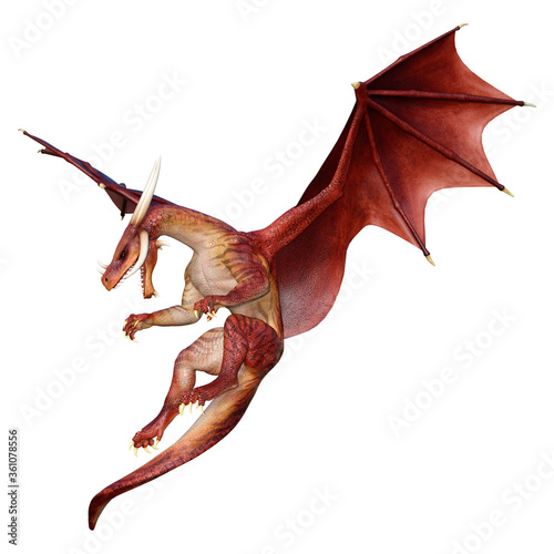 3D Rendering Fairy Tale Dragon on White