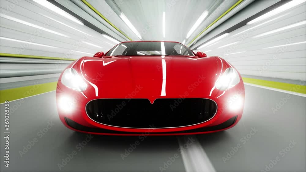 red sport car in a tunnel. fast driving. 3d animation. Stock Video | Adobe  Stock