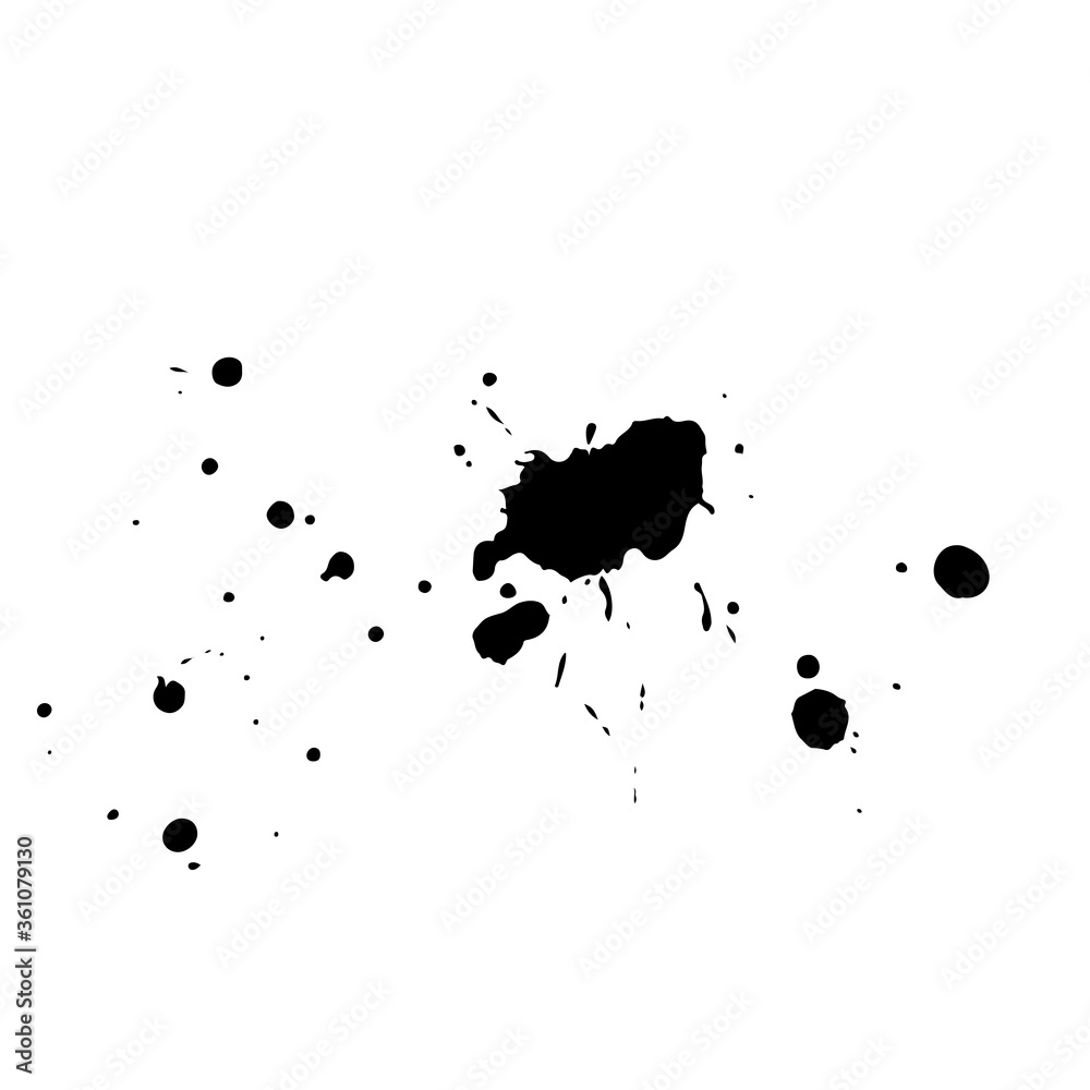 Black drop isolated on white background. Grunge splash texture. Vector illustration. Black drop isolated on white background. Grunge splash texture. Vector illustration.